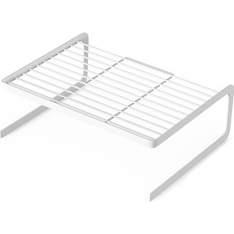 Égouttoir à vaisselle blanc en acier carbone robuste, empilable, polyvalent, pour assiettes et bols, rangement cuisine, 27x20,5x7,7 cm (1/5)