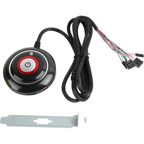 Bouton d'alimentation PC robuste en ABS léger, installation simple et rapide (Plug and Play), idéal pour les cybercafés. 2 ports USB et audio. (1/5)