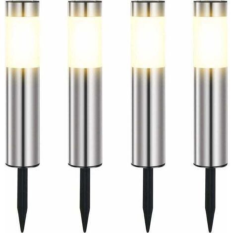 Lampe Solaire Exterieur, En Acier Inoxydable Solaire Exterieur Jardin LED éTanches IP65 Pour Le Patio, La Pelouse, Les Chemins Et Les Sentiers De La Cour De Jardin Blanc Chaud (4 Pièces) (1/2)