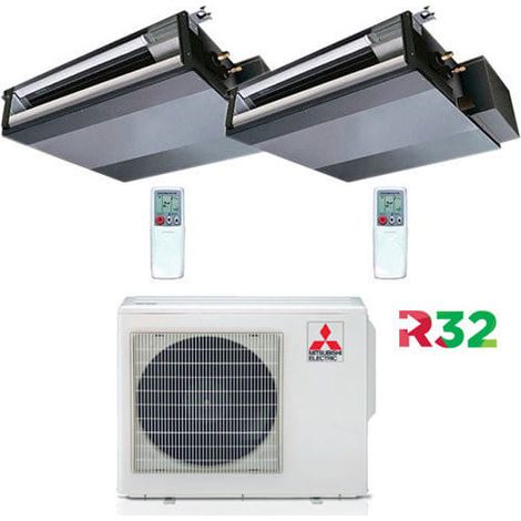 Mitsubishi Kanalklimaanlage R32 SEZ-M DA Dual Split Inverter 12000 + 12000 BTU mit E.U. MXZ-3F68VF Klasse A++/A+