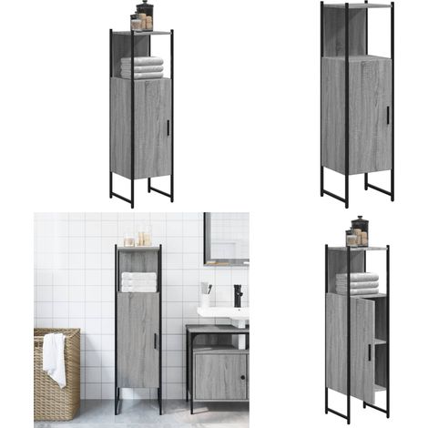 Badschrank Grau Sonoma 33x33x120,5 cm Holzwerkstoff - Badezimmermöbel - Badschrank - Unterschrank - Grau Sonoma - Holzwerkstoff - Home & Living (1/5)