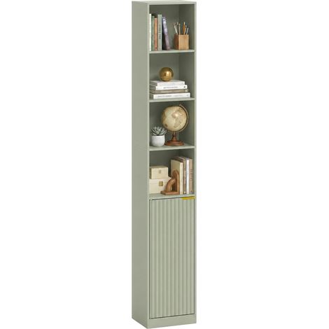 HOMCOM Bookcase Adjustable Shelf 6-Tier Tall Anti-Tip Hardware Light Green (1/5)