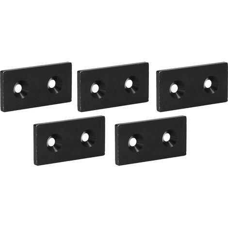Lot de 5 embouts de profilés en aluminium, plaques de recouvrement en alliage métallique pour pièces mobiles linéaires, 4080, double trou, noir (1/5)