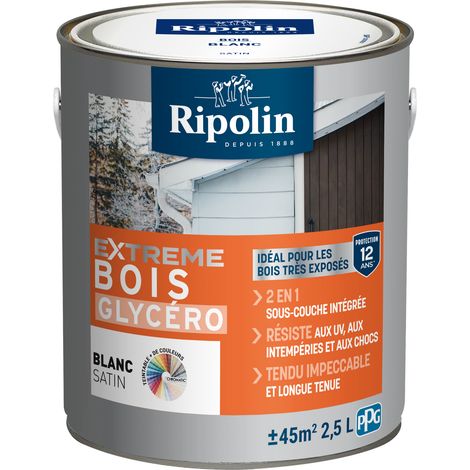 Peinture Extreme Bois Glycéro - Satin - 2,5L - Blanc - Ripolin (1/4)