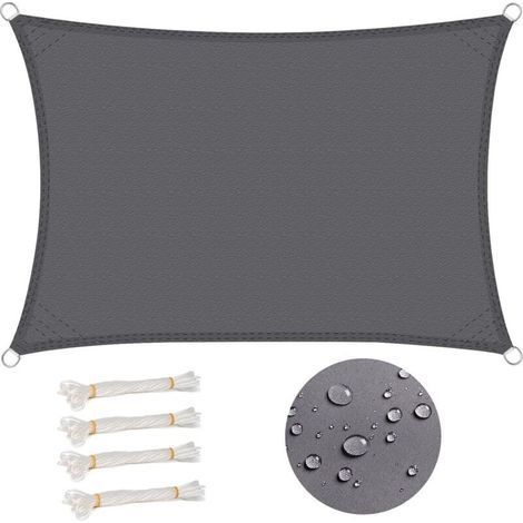 Garden FutureVoile d'ombrage rectangulaire 2x3 m Imperméable Anti 93% UV résistant à l'eau Protection Contre Le Vent Polyester avec Protection UV pour Jardin terrasse Camping Gris (1/5)