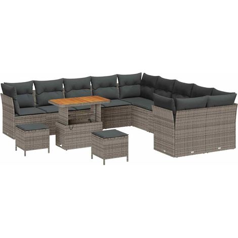 Maison Exclusive - Garten-Sofa-Set mit Kissen mit Speicher 13 pcs