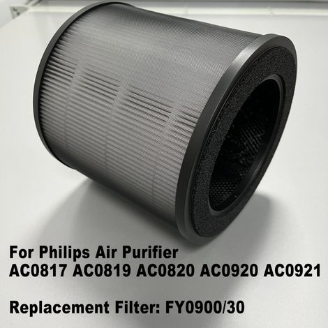 Filtre à charbon actif HEPA de rechange FY0900/30 compatible avec les purificateurs d'air Philips AC0817, AC0819, AC0820, AC0920 et AC0921 (1/4)