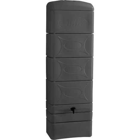Récupérateur d'eau de pluie 300 litres gris – Avec couvercle et robinet – Fixation murale incluse – L. 60 x H. 183 x P. 34 cm – Bellijardin