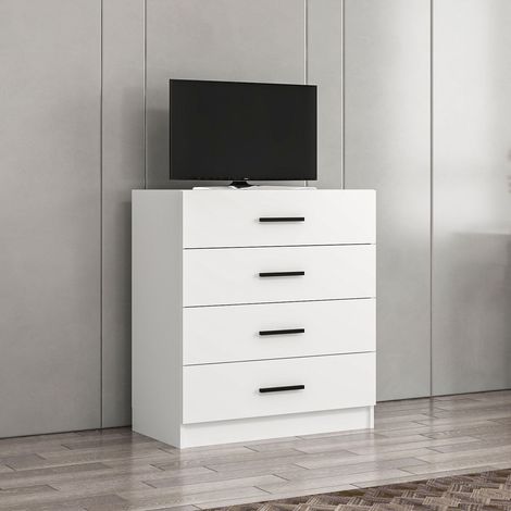 Kommode Bare TV Weiß Melamin 90x100x47 cm