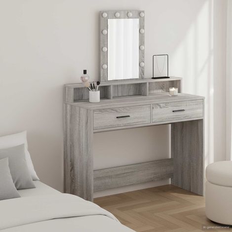 Schminktisch mit Speicher Grau 100 x 41 x 140 cm Holzwerkstoff