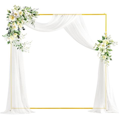 Wedding Arch Square 2x2m Gold Metal Balloon Holder Adjustable Background Holder for Birthday Wedding Baby Shower Graduation Decoration (1/5)