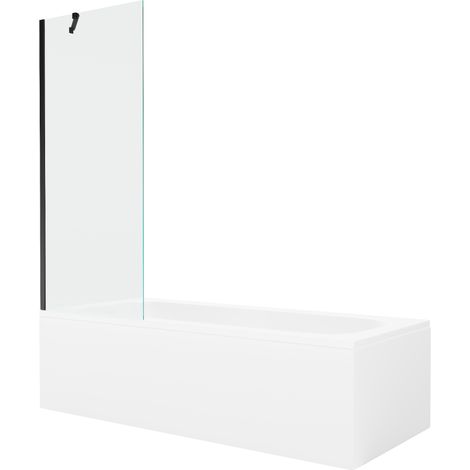 Mexen Vega Rechteckbadewanne 160 x 70 cm mit Verkleidung und 1-flügeligem Paravent 70 cm, transparent, schwarz - 550116070X9507 (1/5)
