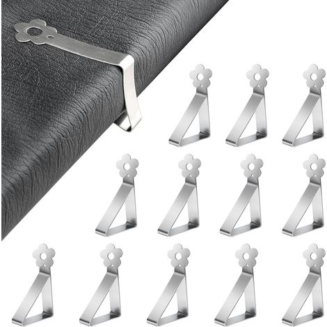 12 Pinces à nappe, Acier inoxydable, Réglable, Anti-glissant, Fleur, Pour jardin, Cuisine, Restaurant (1/5)