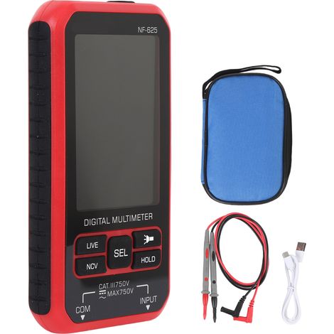 Multimètre numérique intelligent, 6000 points, multitesteur rechargeable avec grand écran LCD, testeur de tension AC/DC, mesures de résistance, de capacité, de température et de fréquence NF-625. (1/5)