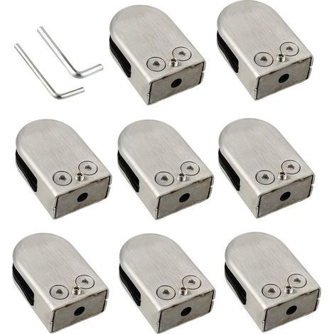 Pince De Verre En Acier Inoxydable 304 Clip En Verre Pince Support Dos Plat Finition Chromig pour Balustrade Escalier Main courante 8 PCS 10-12mm (1/5)