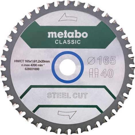 Metabo 628651000 Steel Cut Classic Saw Blade 165 x 20 Z40