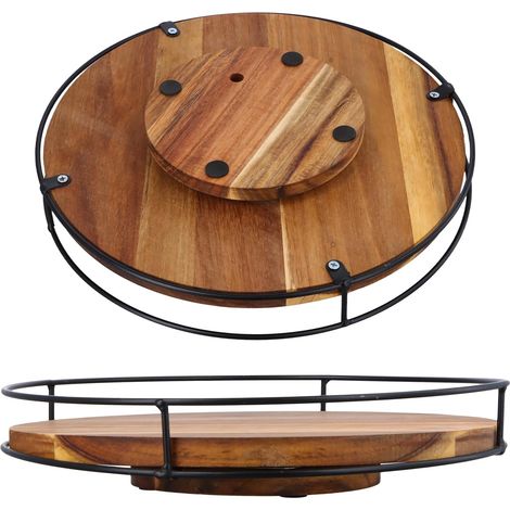 Plateau Tournant Epices Rangement, Porte Epices Cuisine Bois Rond 25cm 30cm, Plateau Pivotant Placard Cuisine 360° Organisateur Epices Rotatif, Étagère à Épices Rotative pour Salle de Bain (30cm) (1/5)