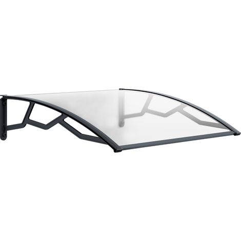 Artplast – Auvent de porte d'entrée transparent 100 x 120 cm – Polycarbonate 4 mm anti-UV – Bras polypropylène recyclé – Fixation arrière et latérale (1/5)