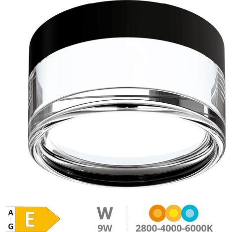 Plafón techo LED 9W 2800-4000-6000K IP65 Negro