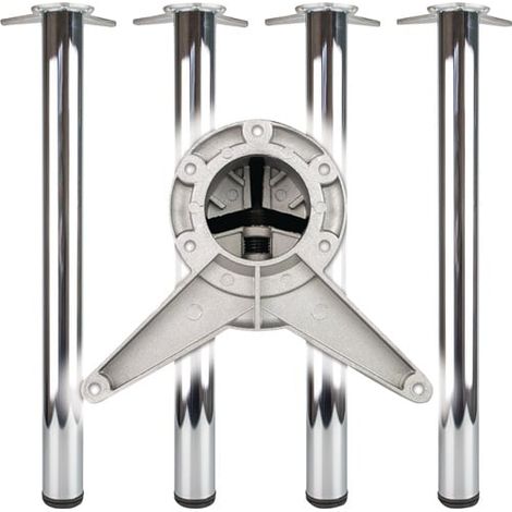 Set de pieds de table chrome poli 60mm H.710mm (1/3)