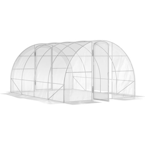 Serre de jardin tunnel 4x3x2m 12m², bâche PE 150g/m² avec 2 portes battantes, idéale pour légumes, plantes et fleurs. (1/5)