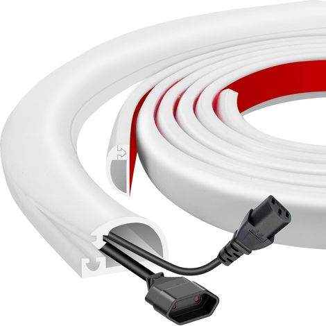 Goulotte de câbles auto-adhésive en silicone, 3 m, avec ouverture latérale pour un accès facile, flexible pour murs et sols, inodore, 7 x 14 mm (1/5)