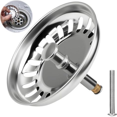 Filtre Evier Cuisine Universel métal Inoxydable Bonde Evier Cuisine Inox Bouchon Évier Cuisine 80mm (1/5)