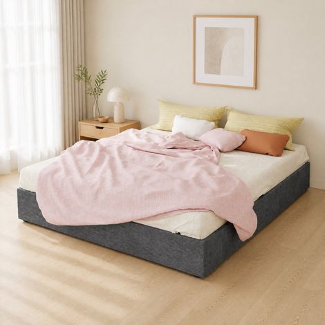 Letto contenitore 160x200 cm con rete a doghe e pistoni a gas grigio DESVIAE (1/5)