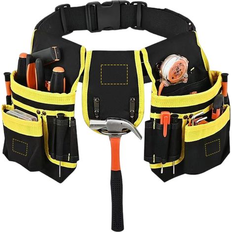 26 Poches Ceinture Porte Outil, Magnétique, Sacoche Outils Bricolage avec Porte Marteau Ceinture Large, Amovible et Réglable, Sac à Outils pour Homme Électricien Charpentier Construction Encadreurs (1/5)