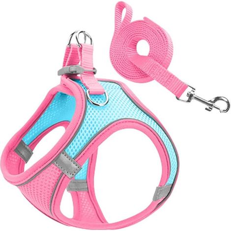 Sangle de poitrine réfléchissante pour animaux de compagnie (rose, S)-Fei Yu