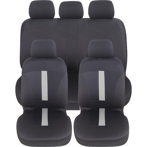 Lupex Shop - Coprisedili auto, anteriori e posteriori, universali adattabili, tessuto poliestere, No Suv (mod. C) colore - Grigio (1/4)