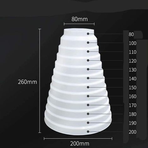 Riduttore universale per sistemi di ventilazione Ø 80-200 mm Riduttore in linea per condotto Adattatore per sfiato Tubo riduttore in PVC Ø80 90 100 110 120 130 140 150 160 170 180 190 200 mm (1/5)