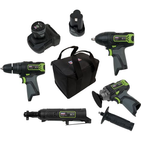 Sealey 4 x SV10.8 Series Cordless Power Tool Kit 10.8V - 2 Batteries CP108VCOMBO1