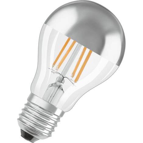 Osram Classic LED E27 Poire Filament Miroir Argent 4W 400lm - 827