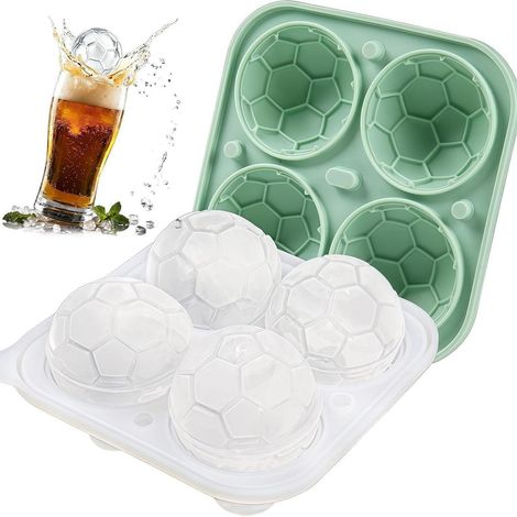 Moule à glaçons en silicone avec couvercle, bac à glaçons XXL Football, sans BPA, réutilisable