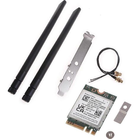 Carte WiFi 6 RTL8852AE 802.11ac M.2 NGFF, adaptateur Bluetooth 5.2 compatible avec les ordinateurs de bureau, avec antennes et baffle. (1/5)