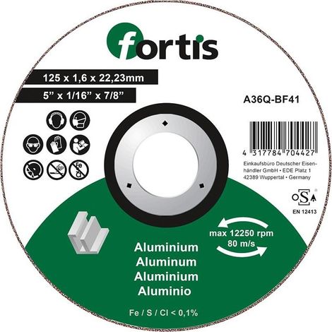 Taglio Disco Alu-Ne 125 Mm X 16 Mm Curvo Fortis