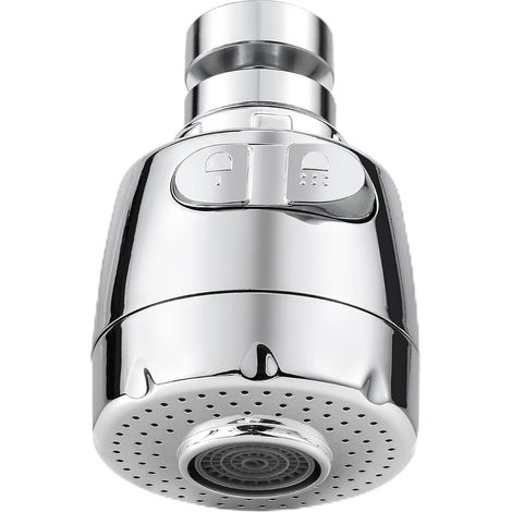 360° drehbarer Wasserhahn-Luftsprudler, Küchenarmatur-Düse, Spülbecken-Luftsprudler mit verstellbarem Filterkopf, 2 Modi, Wasserhahn-Luftsprudler, Zerstäuber, Küchenarmatur-Aufsatz, Silber (1/5)