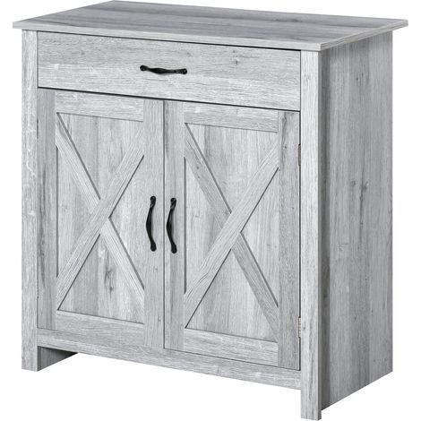 Credenza Cucina Country con Armadietto a 2 Ante e Cassetto 80x39.7x80cm Grigio (1/5)
