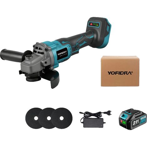 Meuleuse d'angle, moteur sans balais, vitesse variable, 1 ensemble de batteries (1/2)