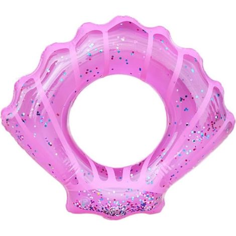 Bouées gonflables roses en forme de coquillage, pour adultes et enfants, pour la natation en piscine et à la plage, et pour les fêtes aquatiques estivales.-AquaForge (1/5)