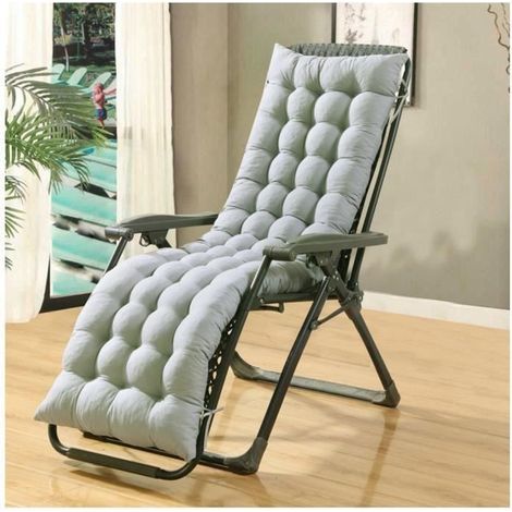 Coussin Bain de Soleil Jardin Pliable Anti-Dérapant Coussin Chaise Longue Epais Confort,48x160cm,Gris Heerico (1/3)