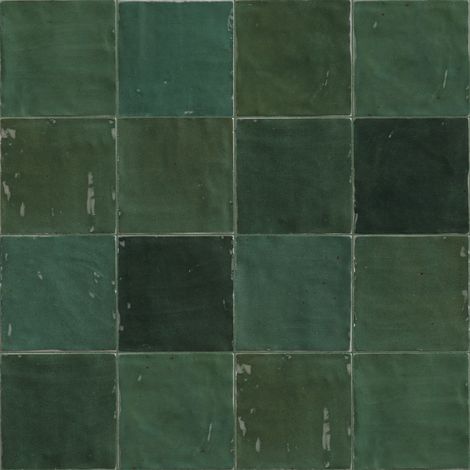 Carrelage effet Zellige Vert 10x10x0,85 cm Brillant Orisel - Mur intérieur (vendu par carton de 0,6 m²) - RO'MA CARRELAGE