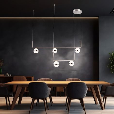 LED Decken Pendel Hänge Lampe Leuchte Metall Nickel Matt Chrom Opal Wohn Zimmer