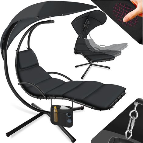 Fauteuil suspendu pare-soleil avec protection UV en acier noir