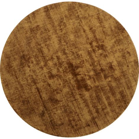 Tapis rond fait main en viscose marron douceur et élégance - Marron chaud effet velouté (1/3)