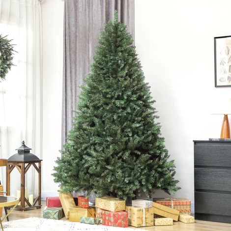 Sapin artificiel Premium 210 cm, arbre festif réaliste à 2641 branches flexibles, pied métallique robuste, vert sapin (1/5)
