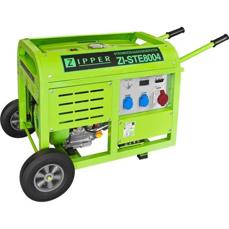 Zipper – Groupe électrogène 8000W 400V – Démarrage électrique + télécommande – Moteur synchronique 4 temps – Autonomie 6-7h – 2 prises 230V (1/2)