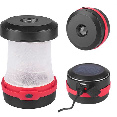 Lampe torche de camping pliable Molbory, 2 modes de chargement (solaire et USB), 3 modes d'éclairage, crochet de suspension inclus. Idéale pour le camping, les activités de plein air, la randonnée, la