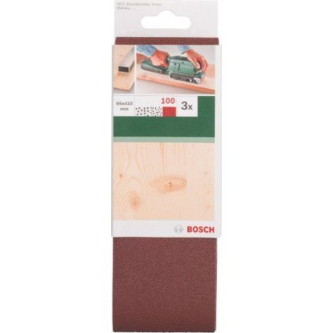 Bosch Accessories 2609256201 Bandes abrasives pour Ponceuses a bande Qualite rouge 65 x 410 Grain 100 lot de 3 feuilles (1/5)